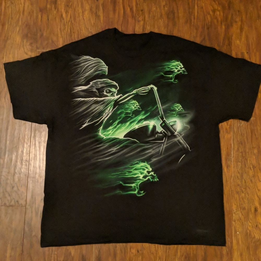 Black Green Grim Reaper Tee